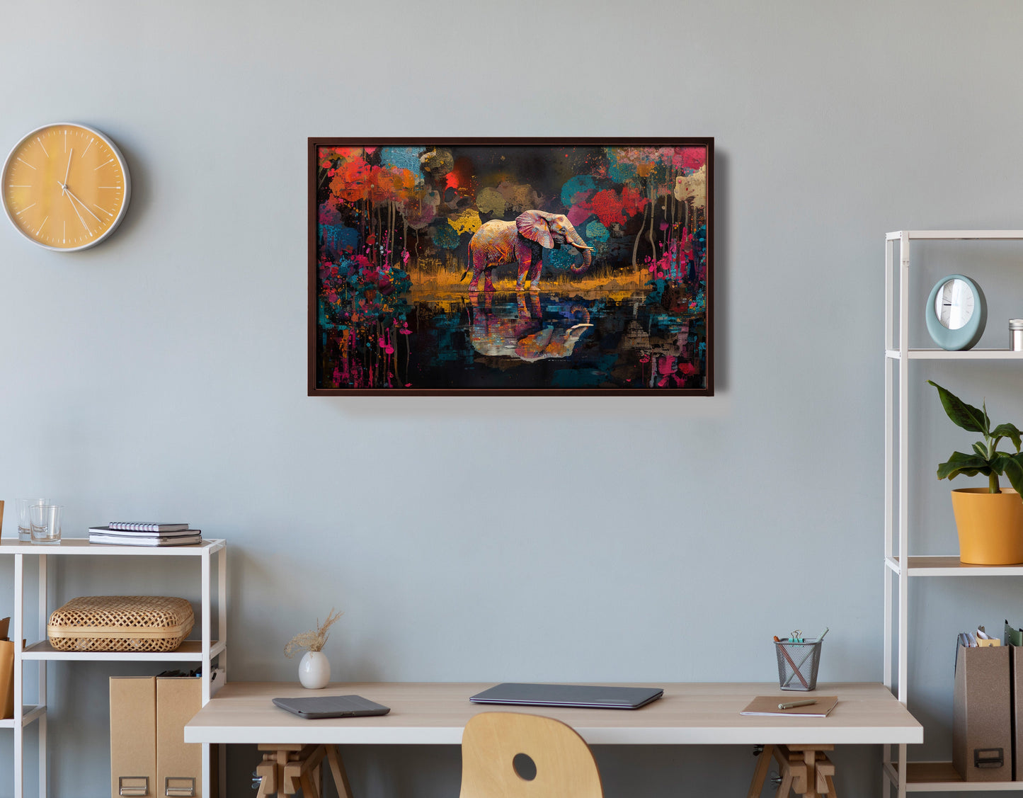 Elephant River Reflection African American canvas print view 36