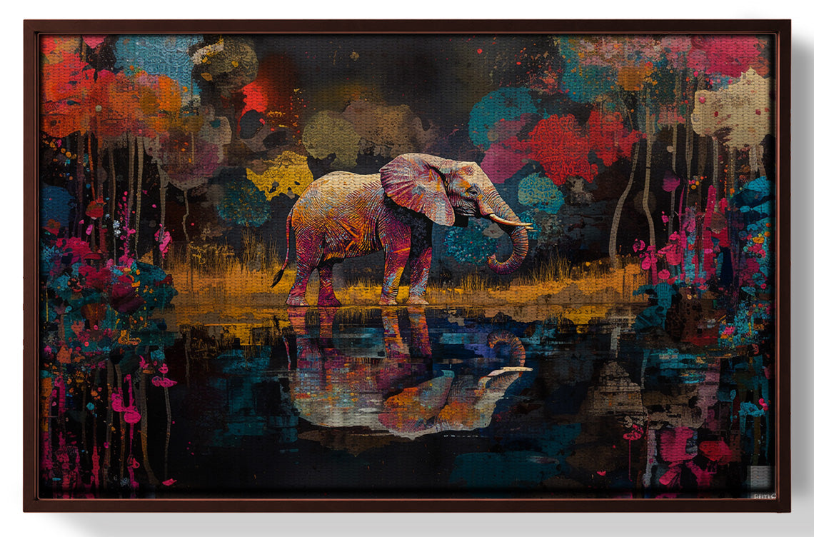 Elephant River Reflection African American canvas print view 31