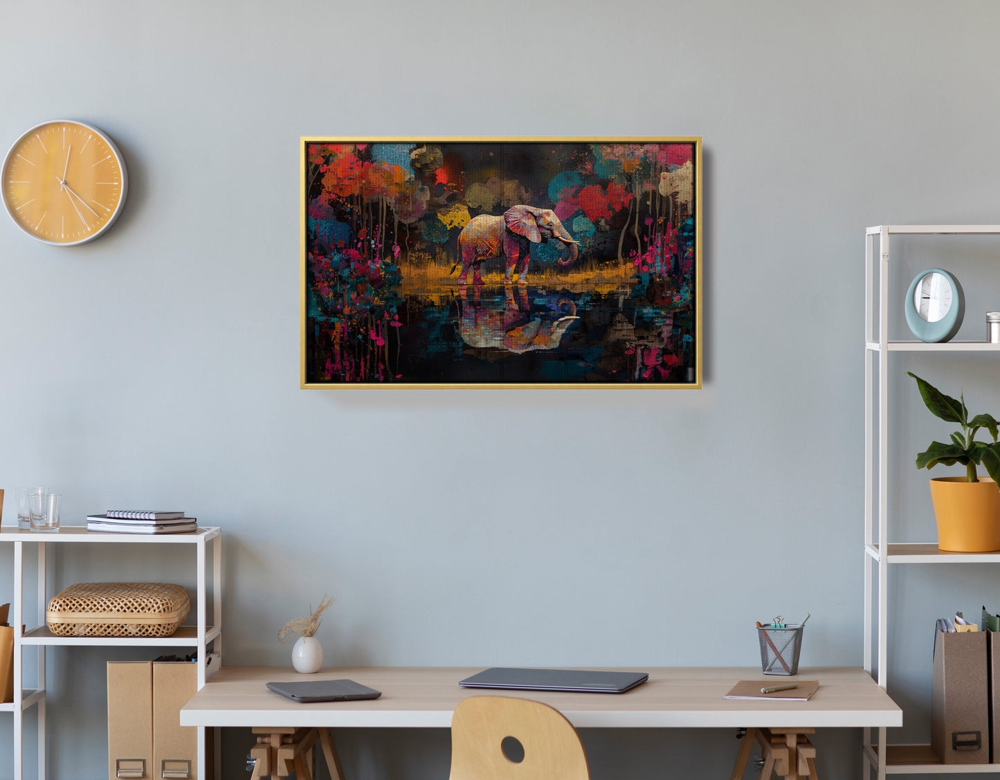 Elephant River Reflection African American canvas print view 42