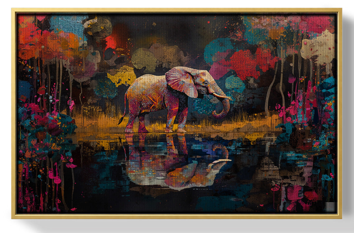 Elephant River Reflection African American canvas print view 37