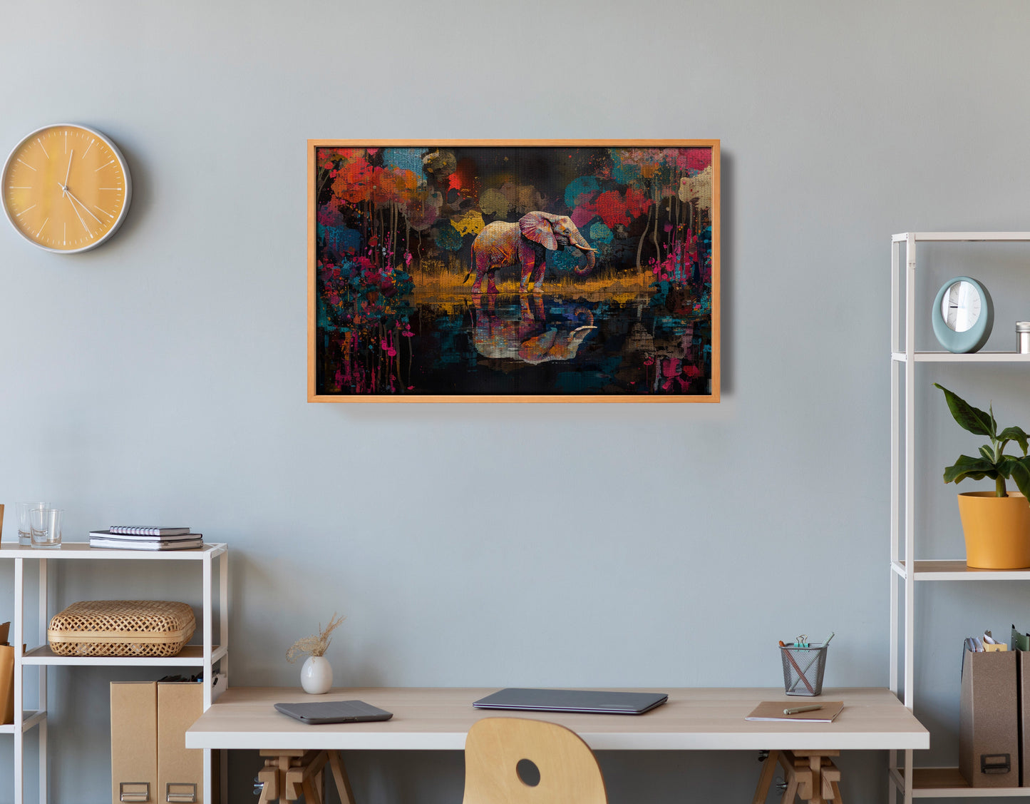 Elephant River Reflection African American canvas print view 48