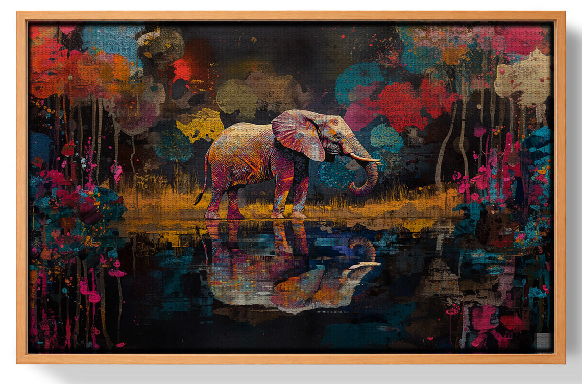 Elephant River Reflection African American canvas print view 43