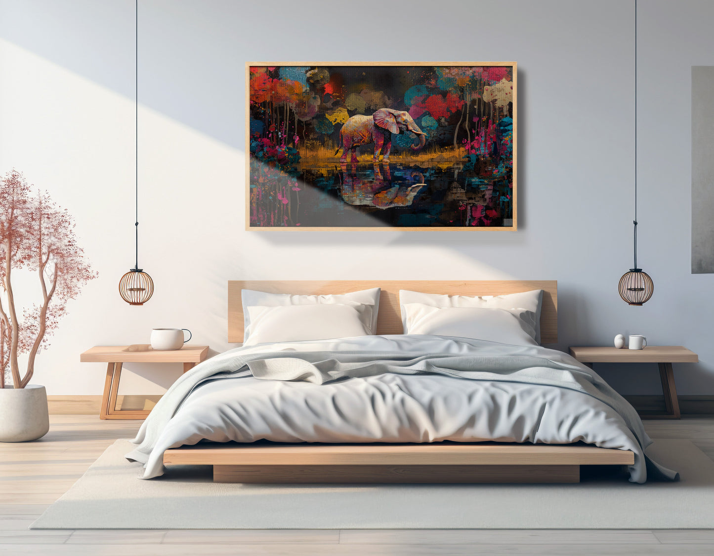 Elephant River Reflection African American canvas print view 51