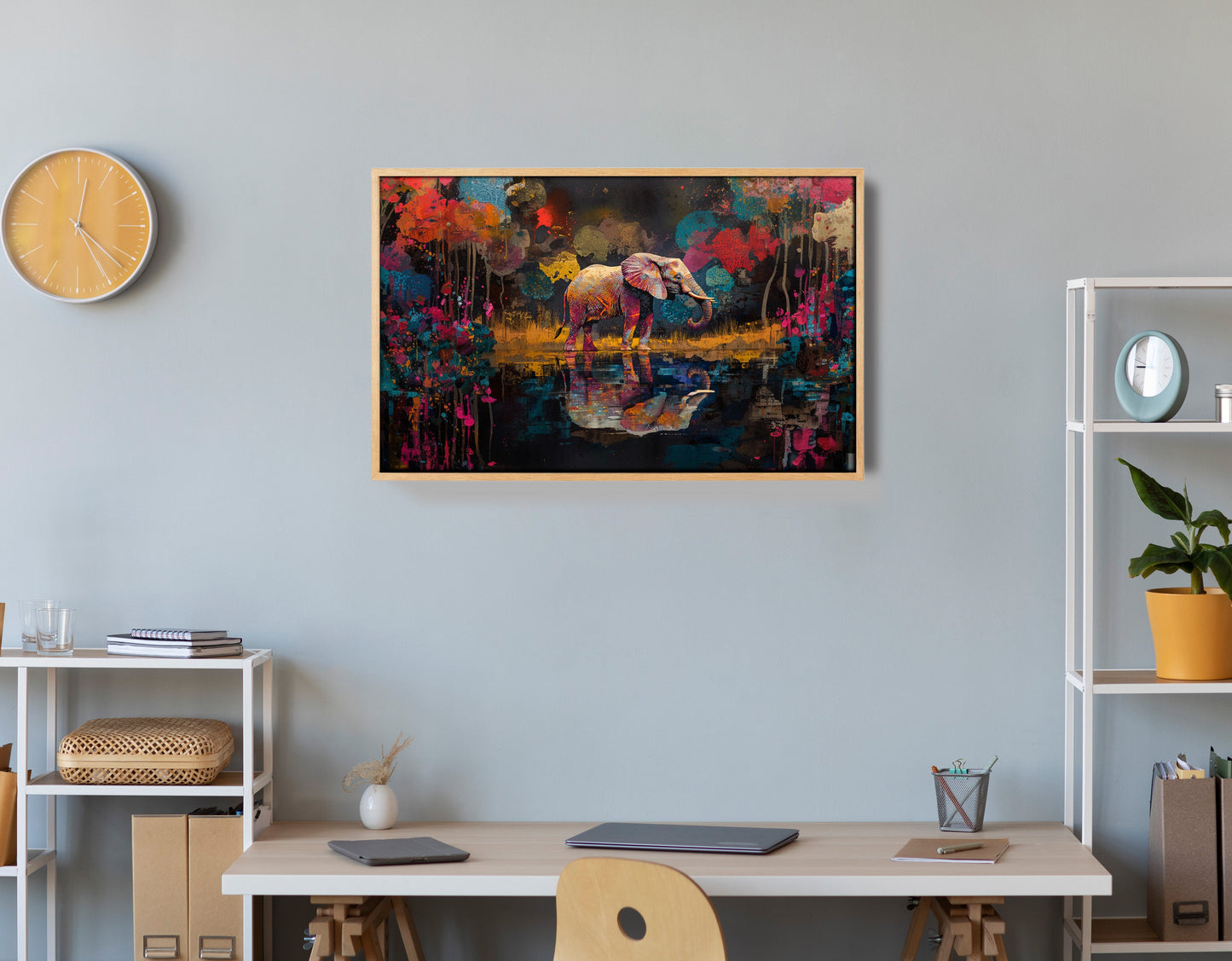 Elephant River Reflection African American canvas print view 54