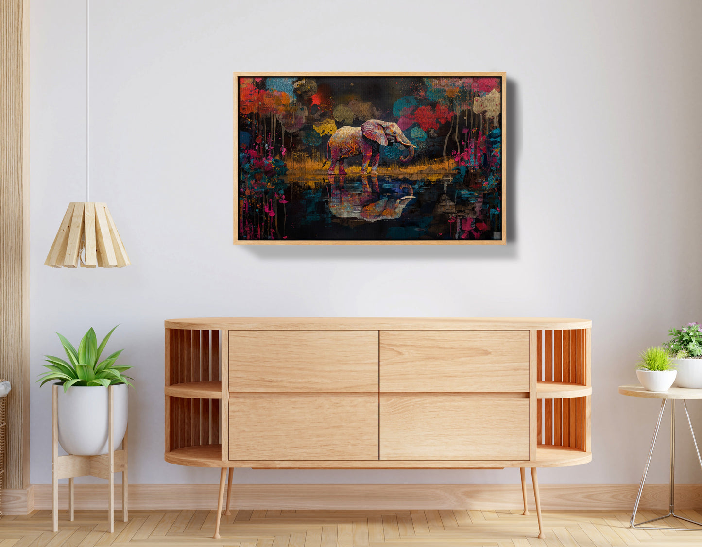 Elephant River Reflection African American canvas print view 50
