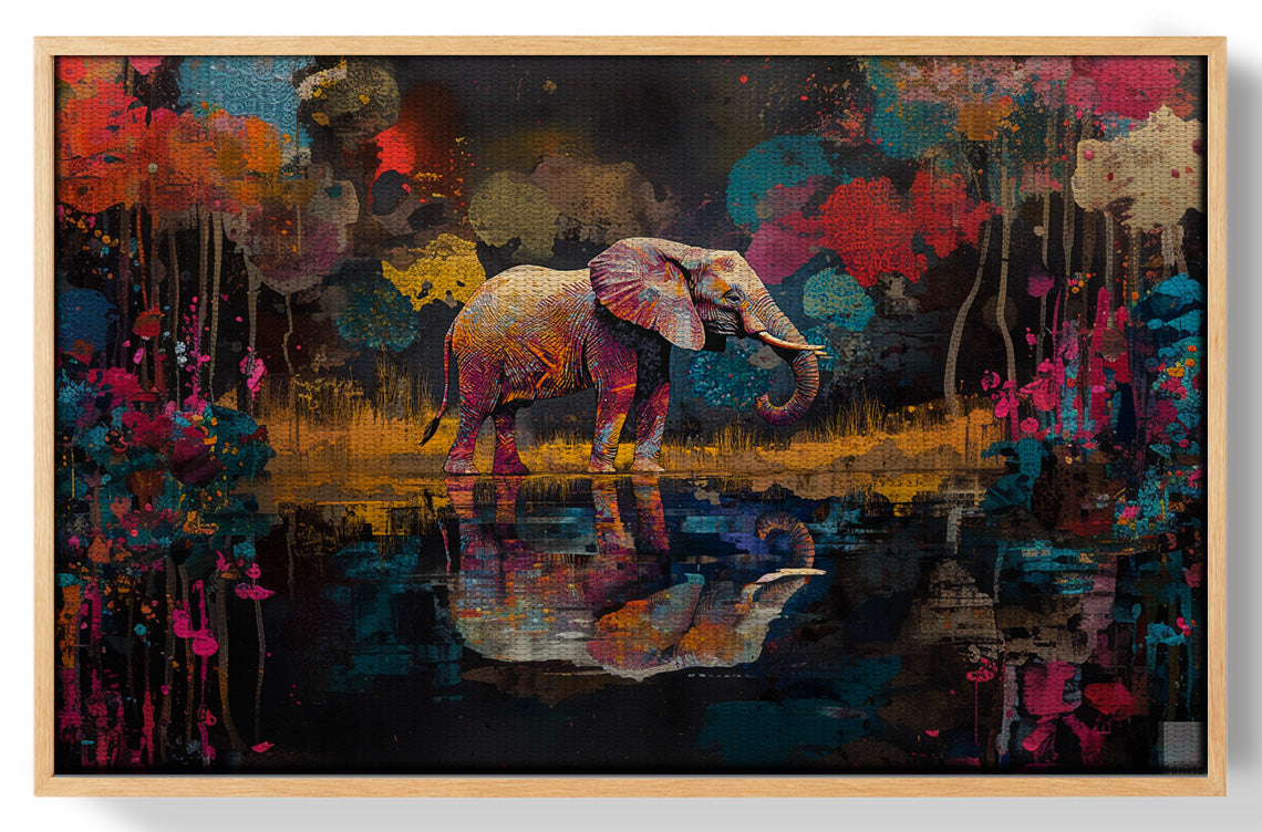 Elephant River Reflection African American canvas print view 49