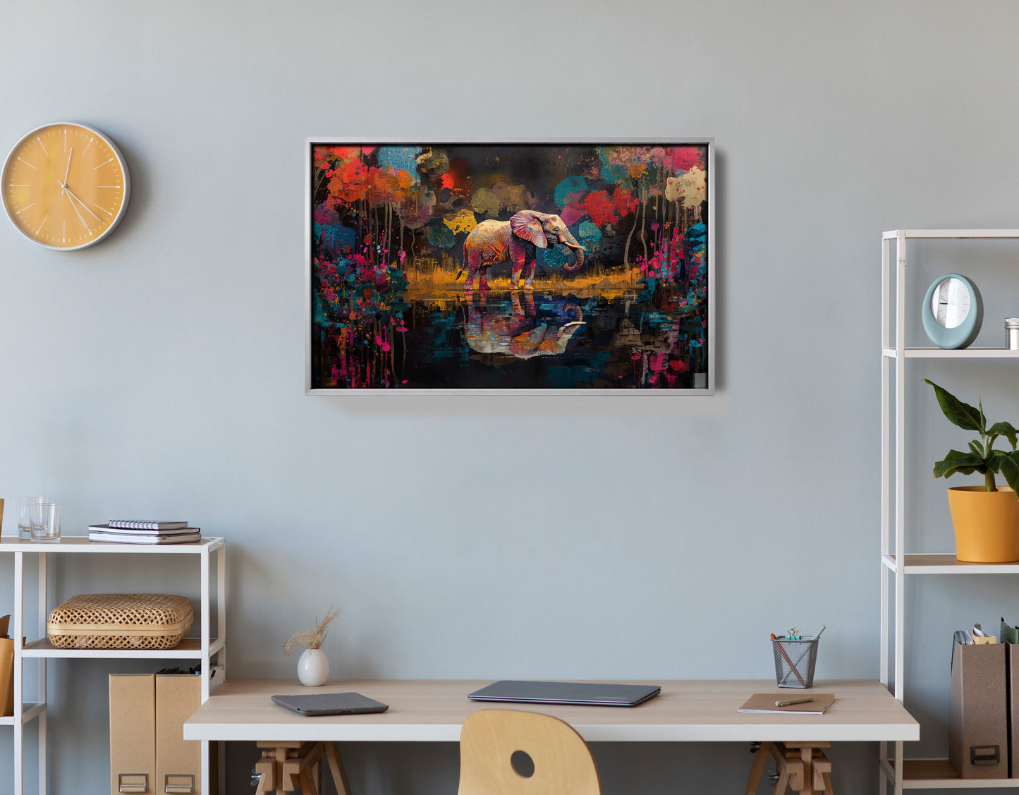 Elephant River Reflection African American canvas print view 60