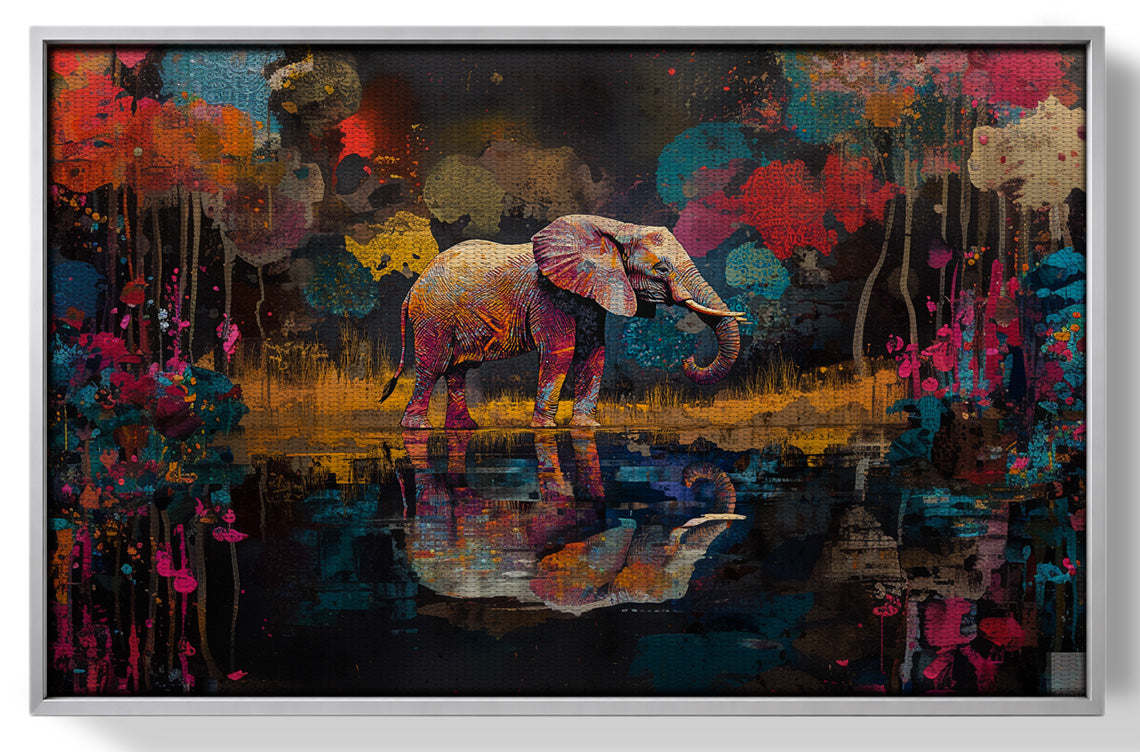 Elephant River Reflection African American canvas print view 55