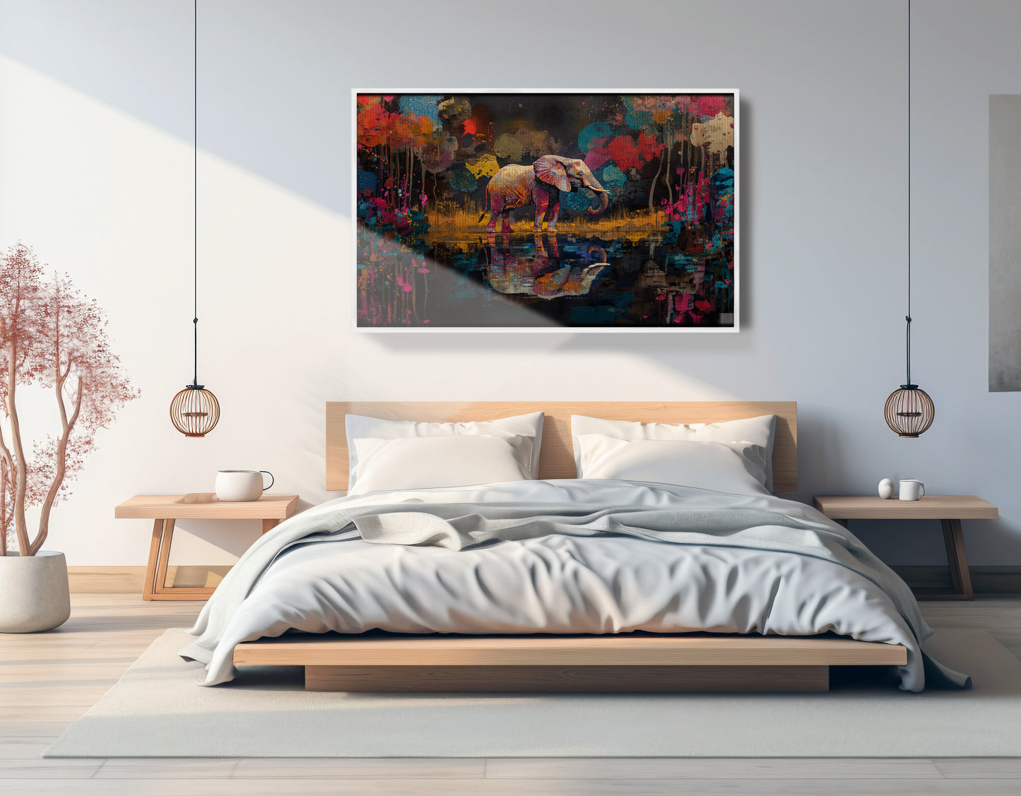 Elephant River Reflection African American canvas print view 63