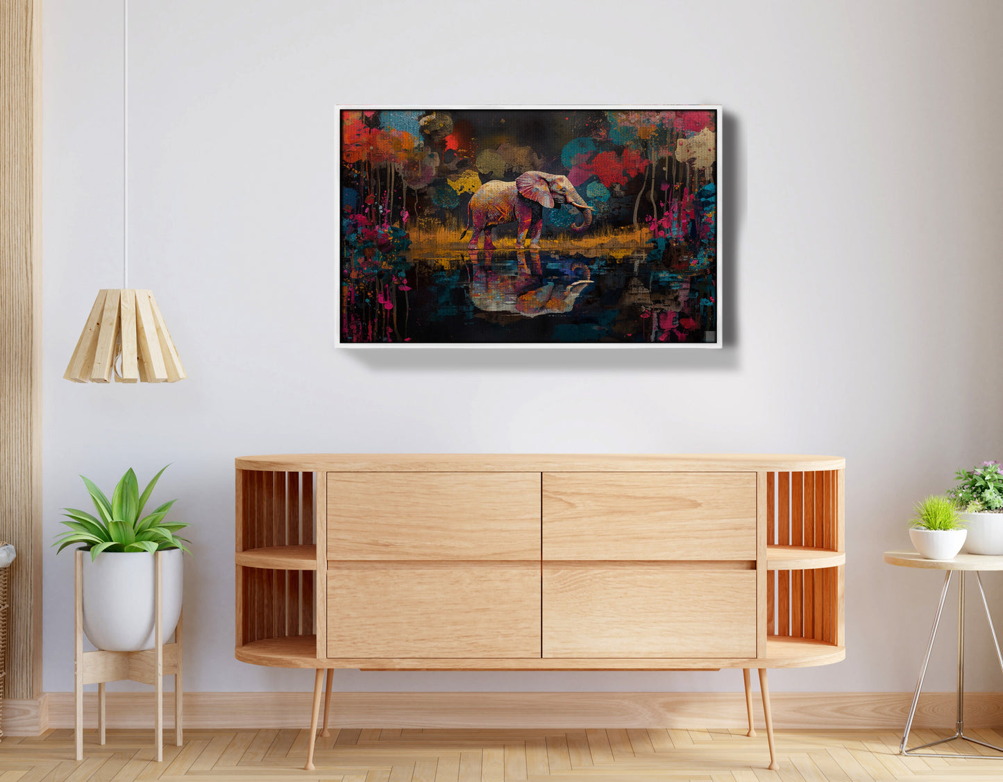 Elephant River Reflection African American canvas print view 62