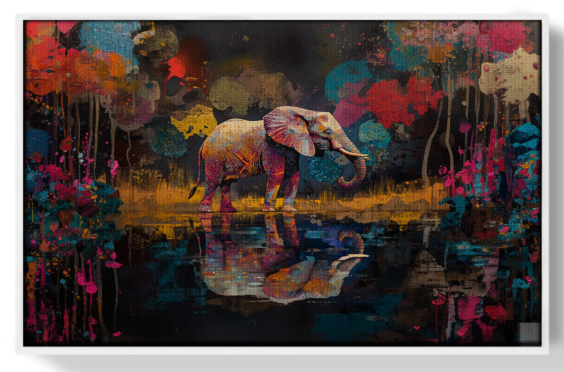 Elephant River Reflection African American canvas print view 61