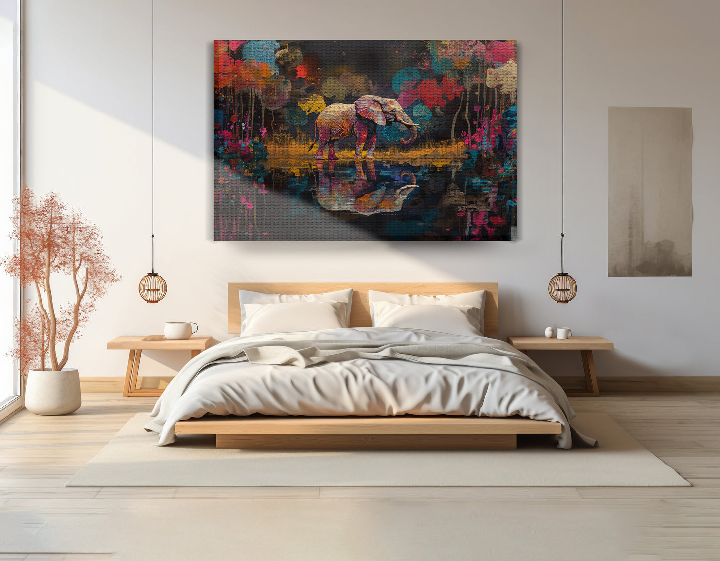 Elephant River Reflection African American canvas print view 15