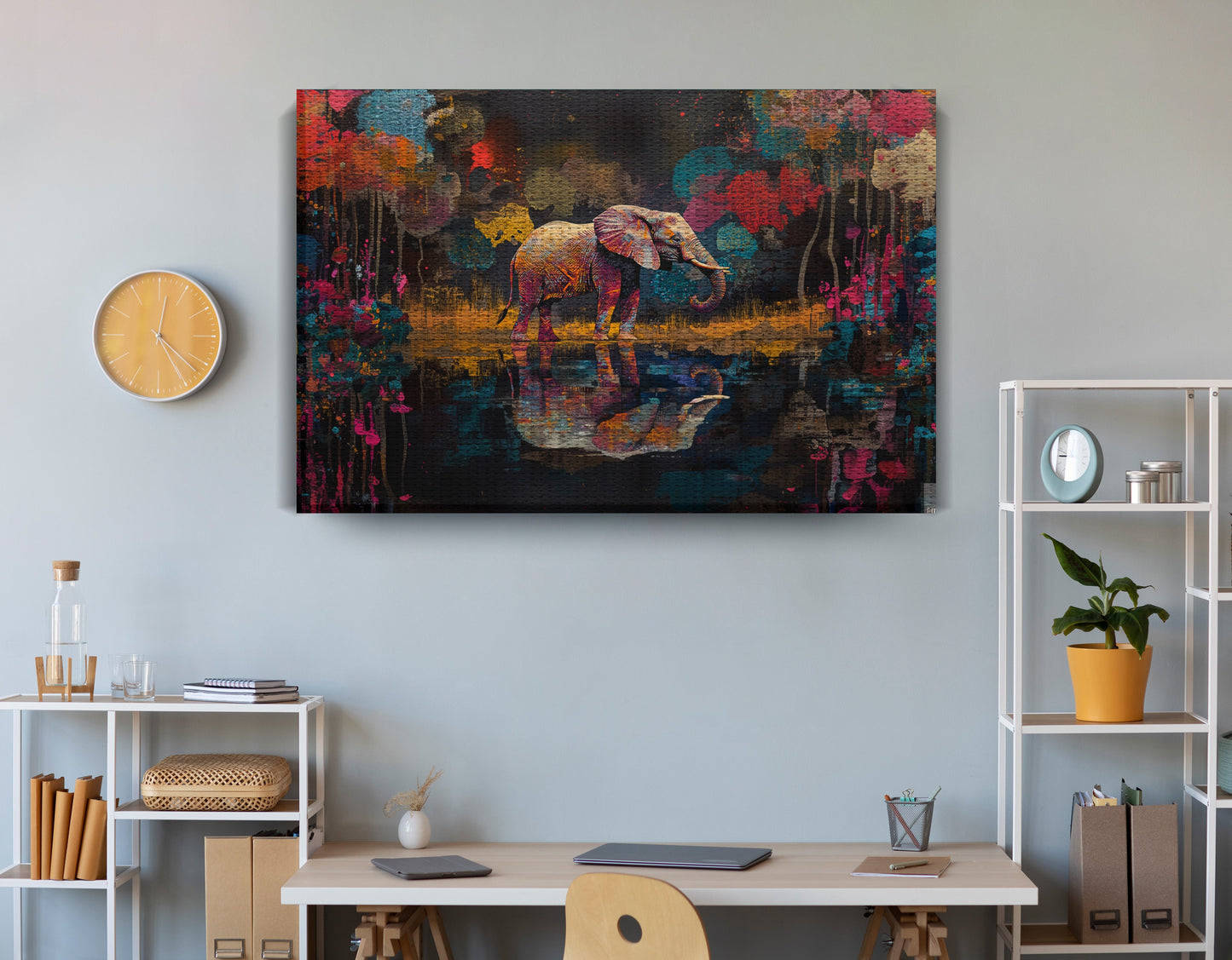 Elephant River Reflection African American canvas print view 18