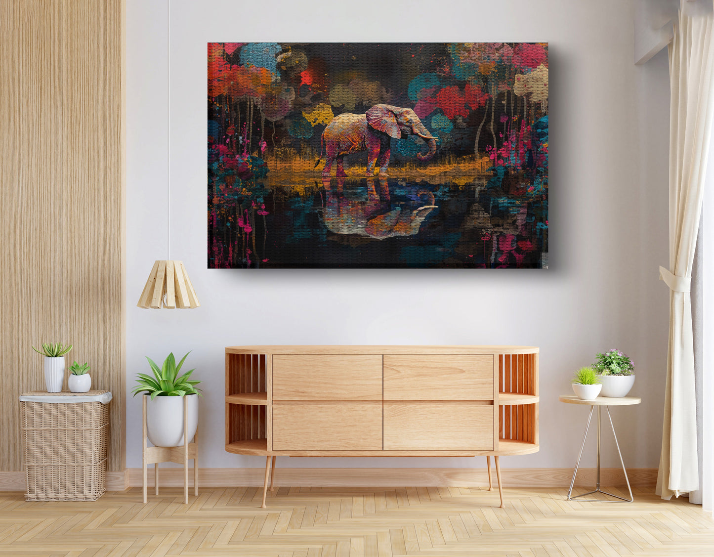Elephant River Reflection African American canvas print view 14