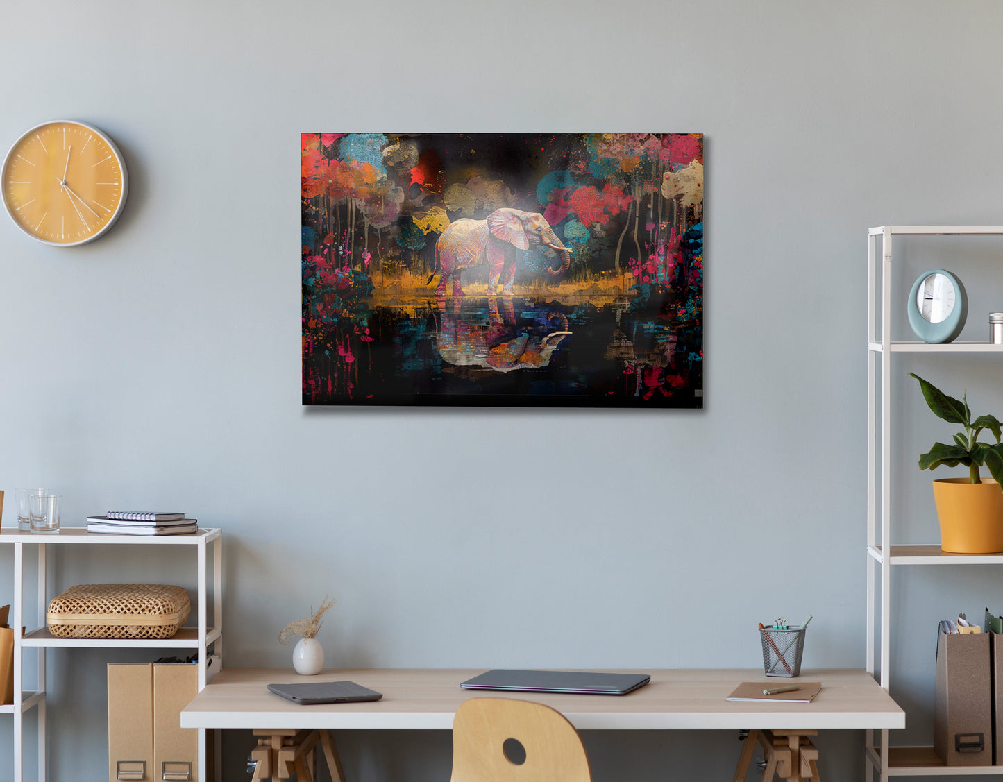 Elephant River Reflection African American canvas print view 24