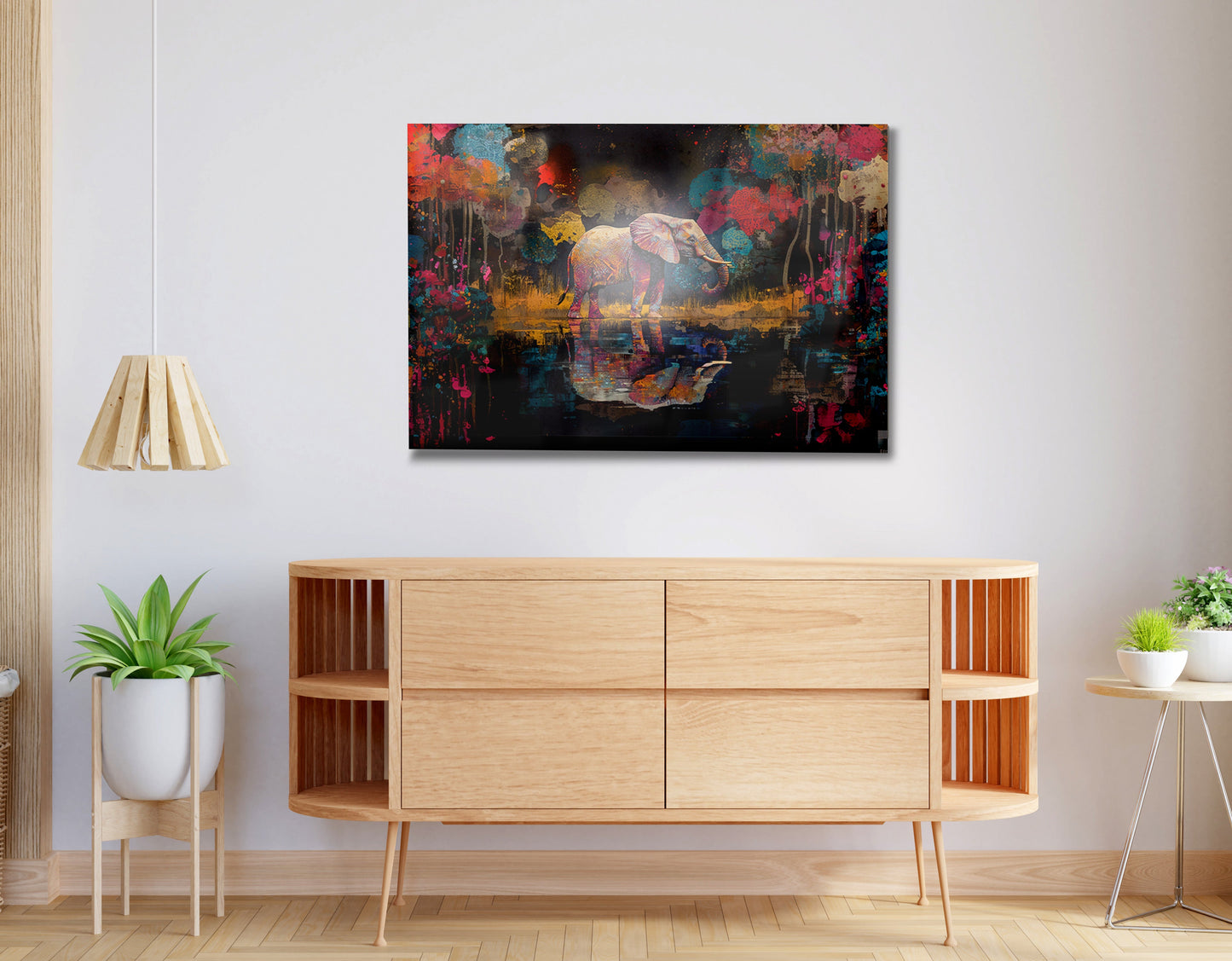 Elephant River Reflection African American canvas print view 20