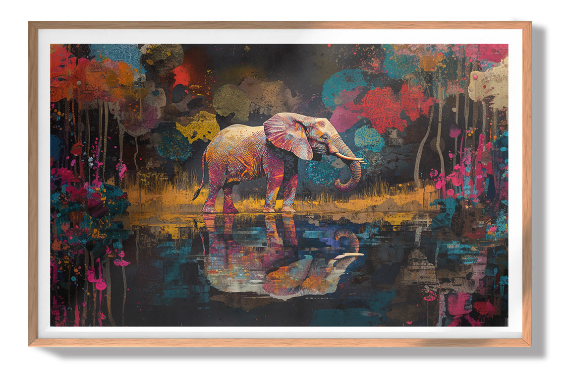 Elephant River Reflection African American canvas print view 79