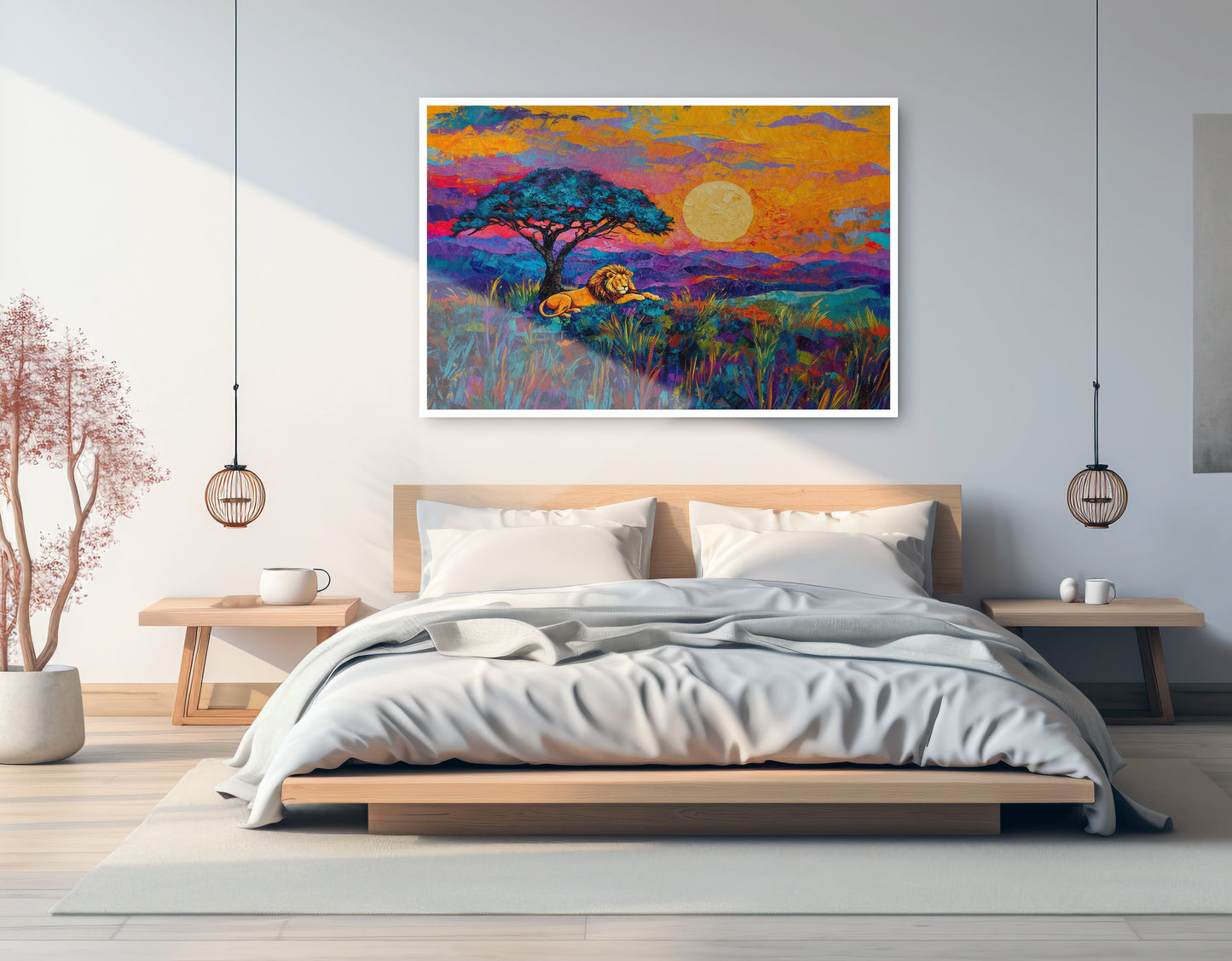 Lion Sunset Safari Black African American canvas print artwork view