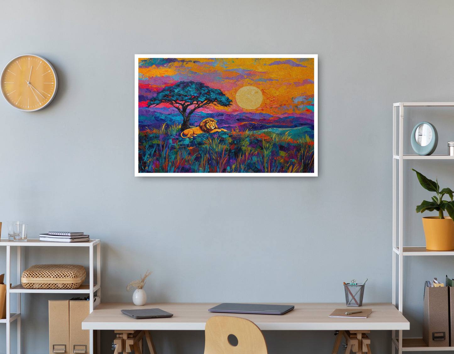 Lion Sunset Safari Black African American canvas print print view