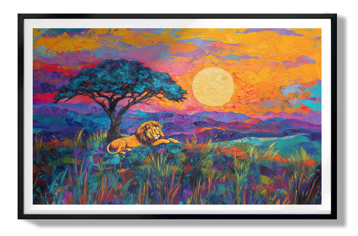Lion Sunset Safari Black African American canvas print view 67