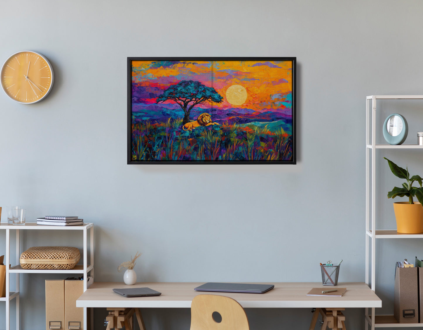 Lion Sunset Safari Black African American canvas print view 30