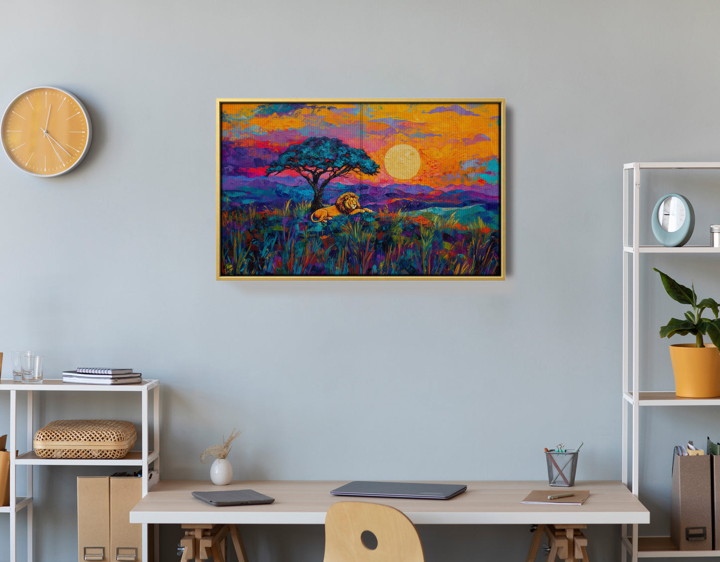Lion Sunset Safari Black African American canvas print view 42