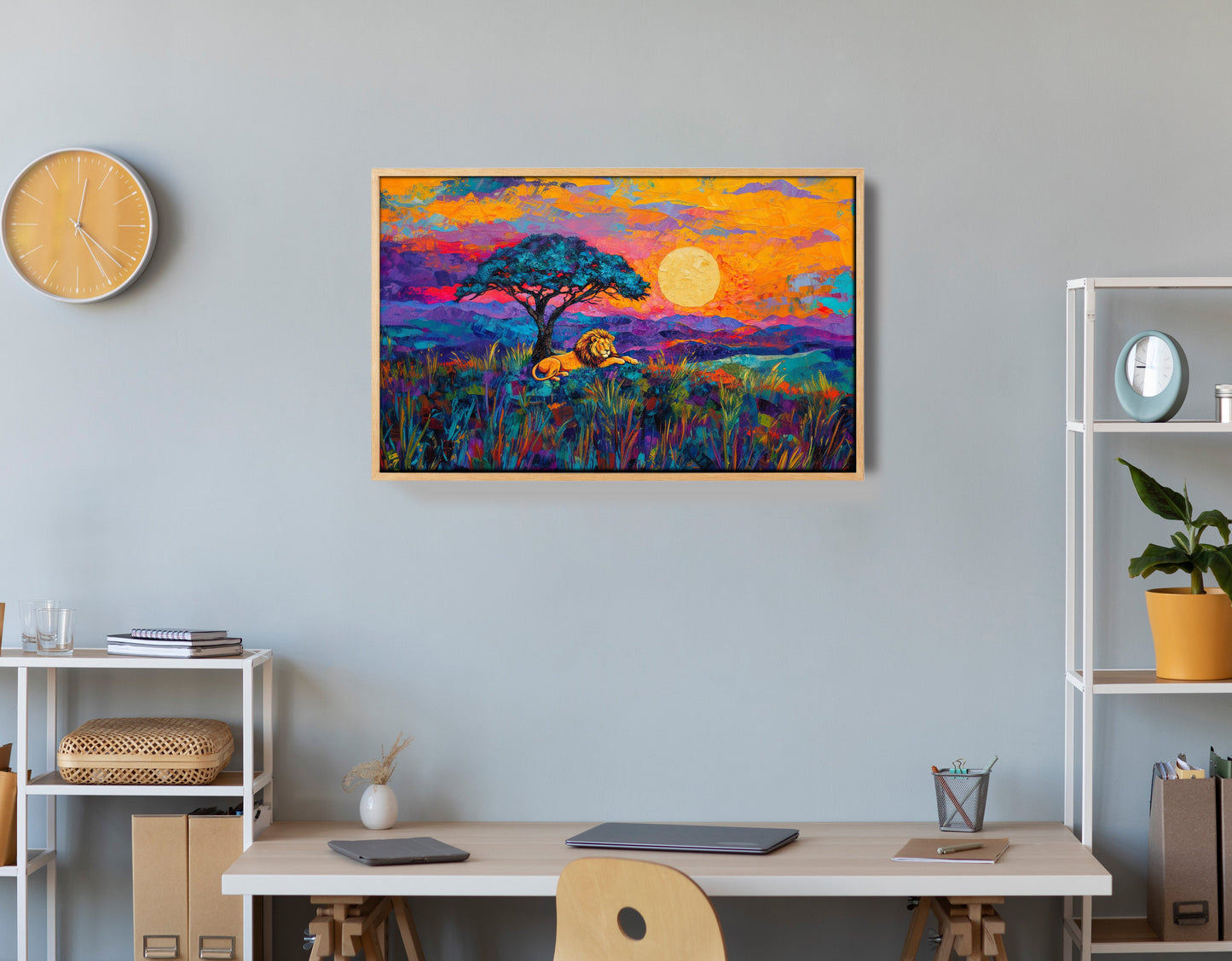 Lion Sunset Safari Black African American canvas print view 54
