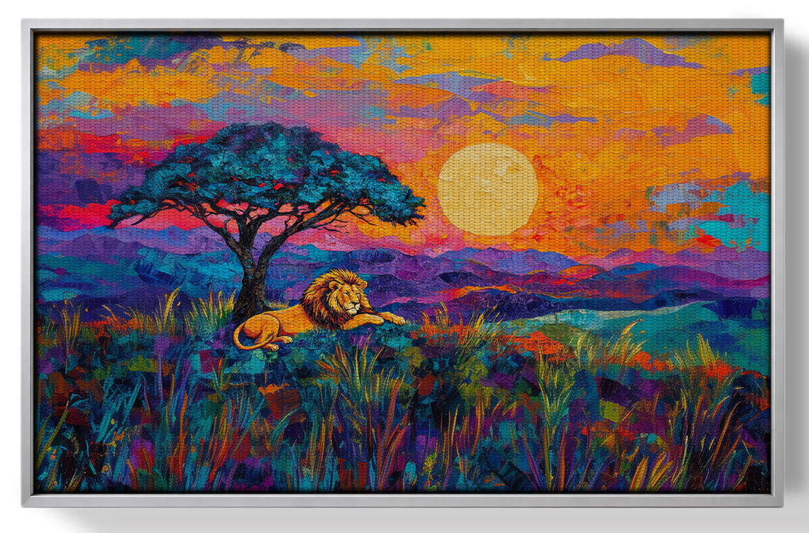 Lion Sunset Safari Black African American canvas print view 55