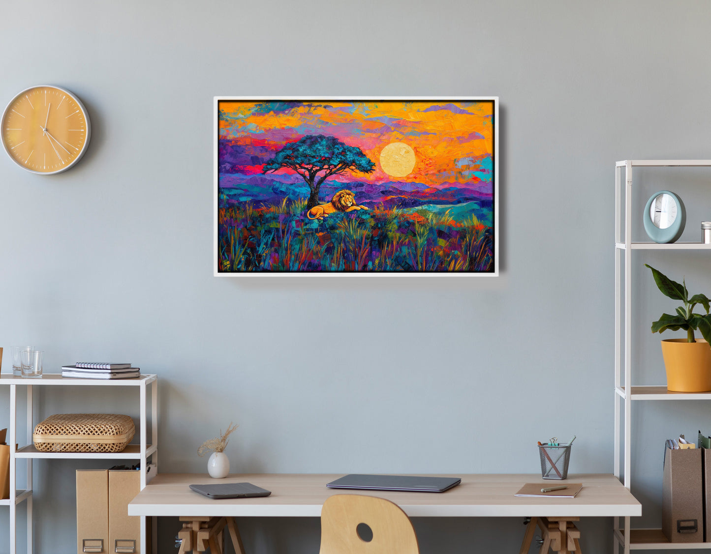 Lion Sunset Safari Black African American canvas print view 66