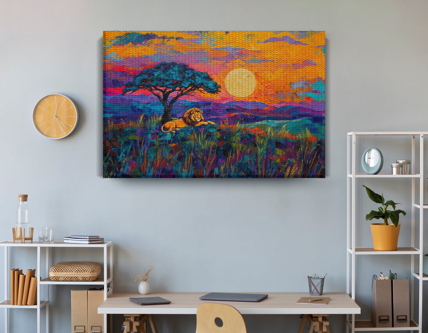 Lion Sunset Safari Black African American canvas print view 18