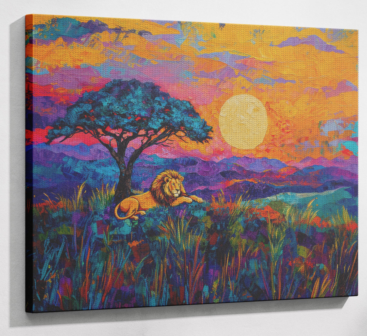 Lion Sunset Safari Black African American canvas print view 13