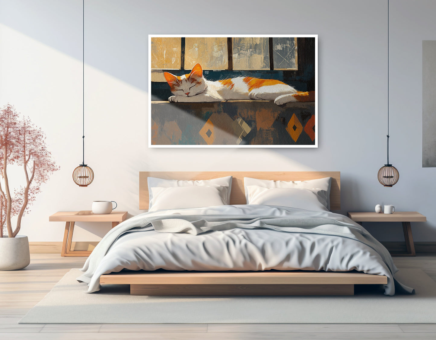 Sleeping Cat Window African American canvas print artwork view