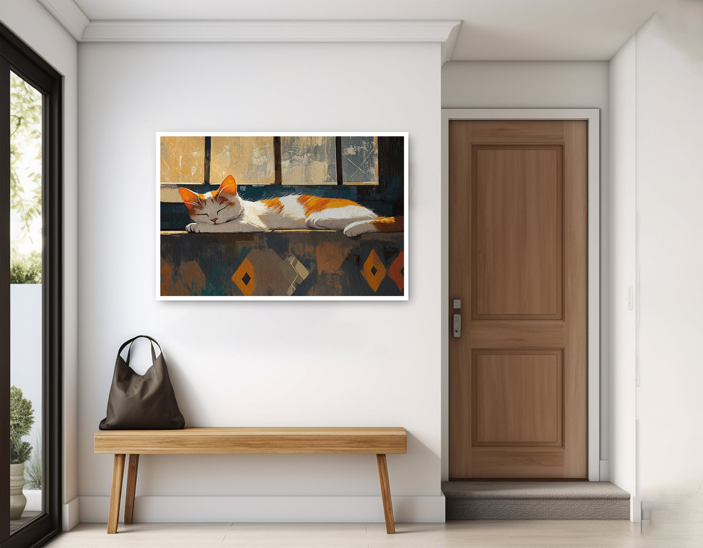 Sleeping Cat Window African American canvas print home decor view