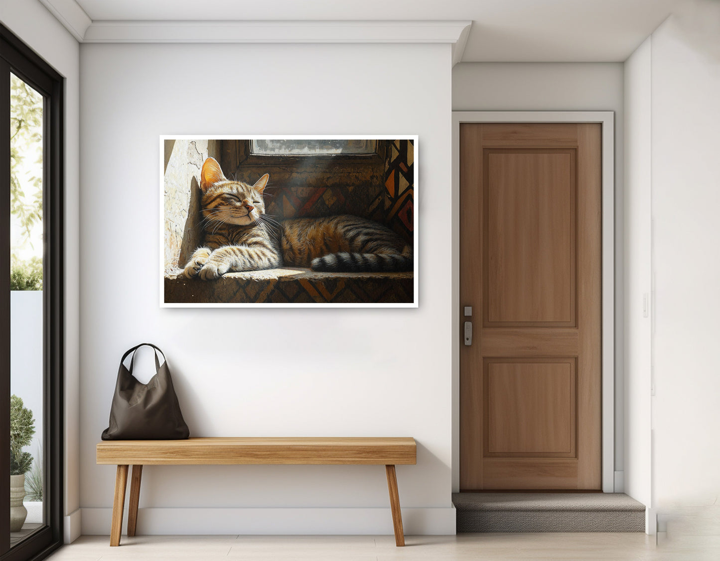 Tabby Cat Window African American canvas print home decor view