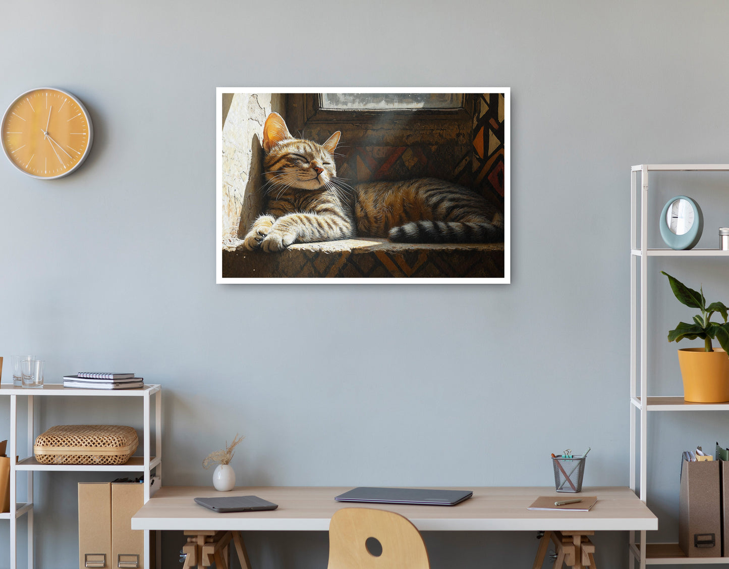 Tabby Cat Window African American canvas print print view