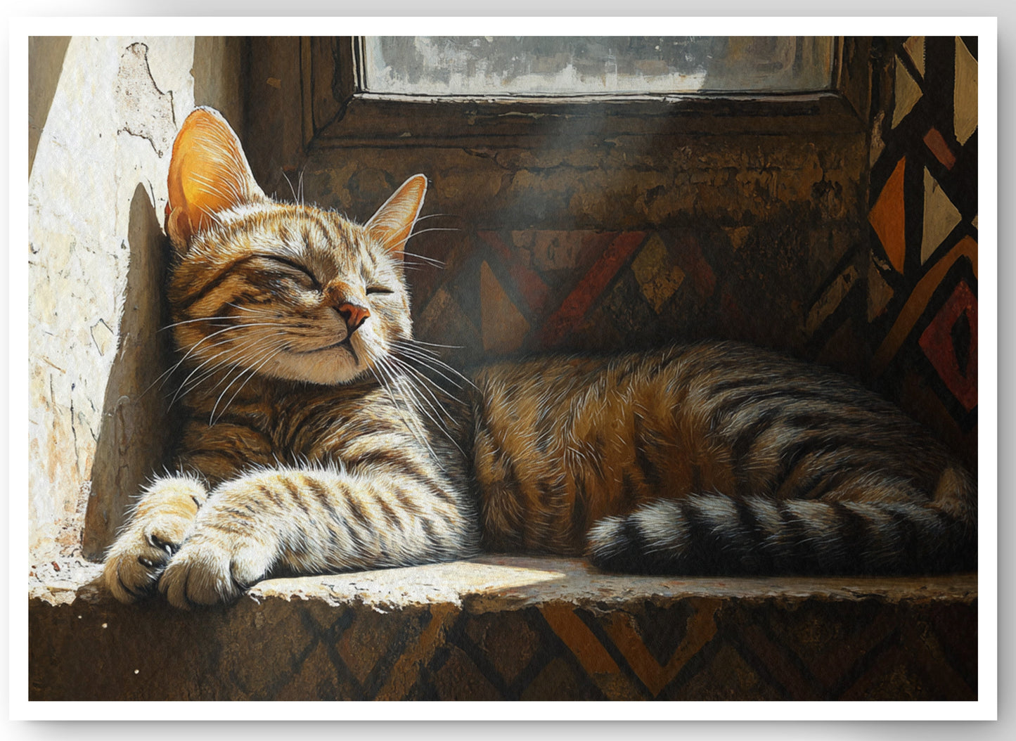 Tabby Cat Window African American canvas print by MoomZee Artwork