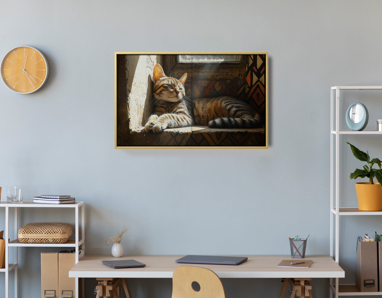 Tabby Cat Window African American canvas print view 42