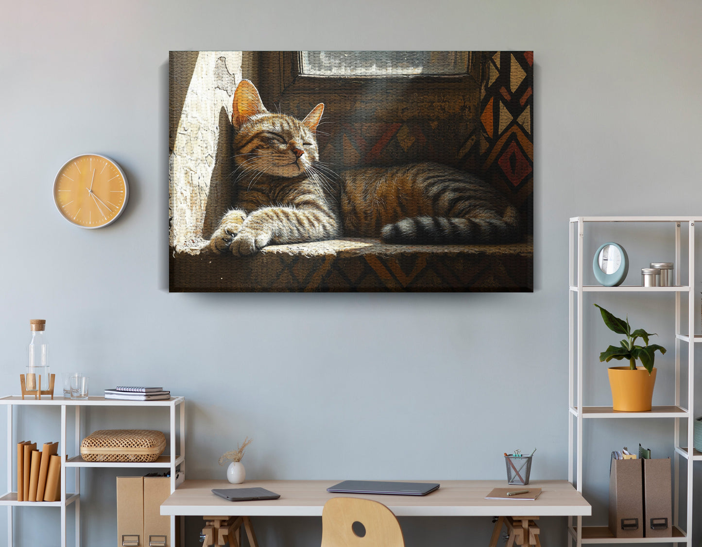Tabby Cat Window African American canvas print view 18
