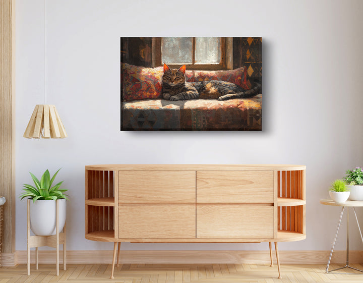 Tabby Cat Cozy Couch Wall Art