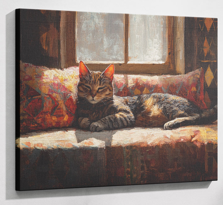 Tabby Cat Cozy Couch African American canvas print canvas print with visible wall art format