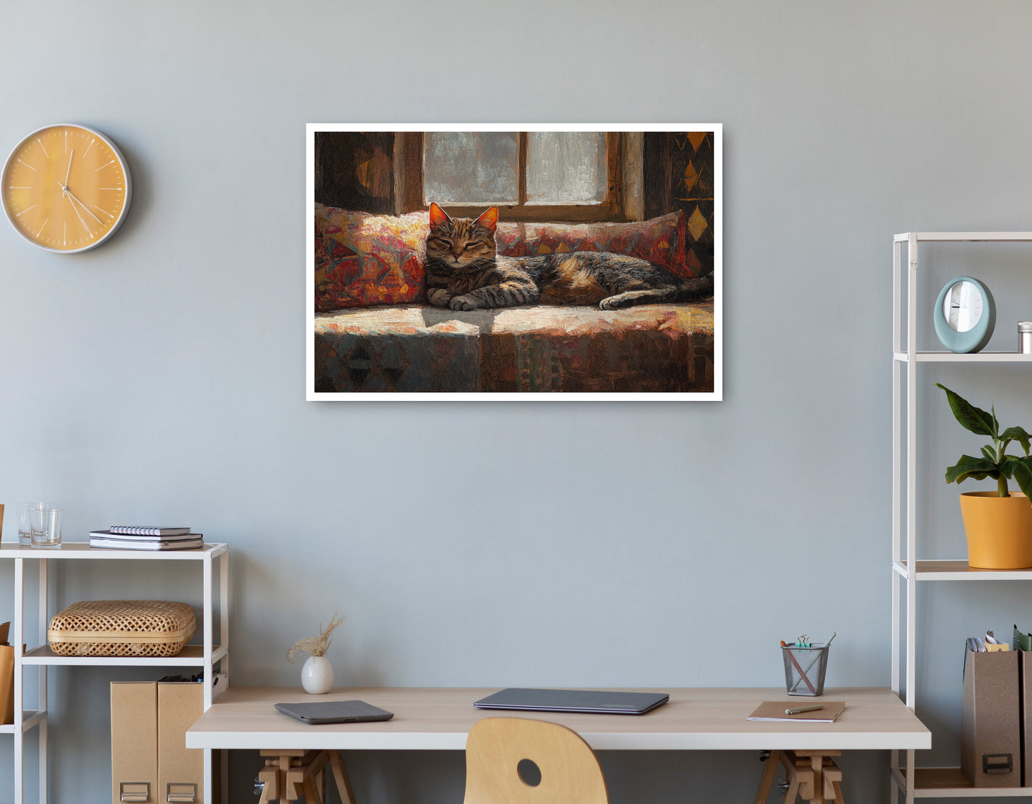 Tabby Cat Cozy Couch African American canvas print print view