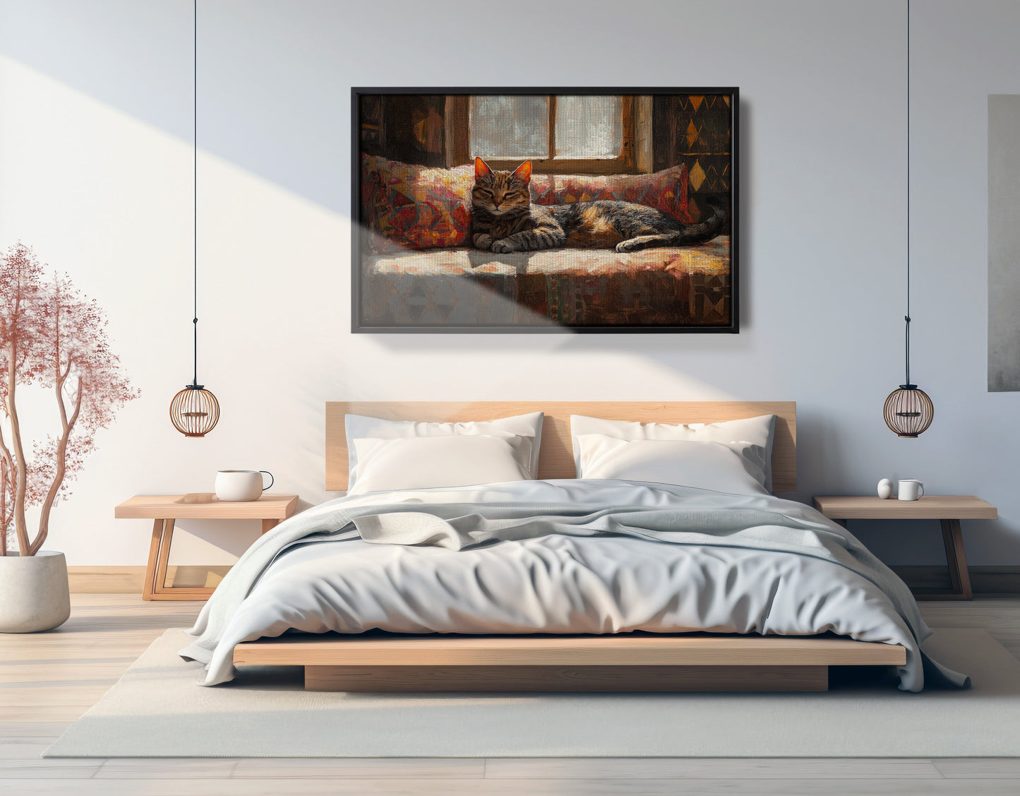Tabby Cat Cozy Couch African American canvas print view 27