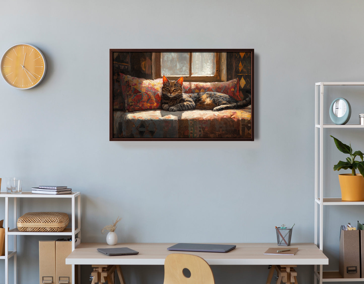 Tabby Cat Cozy Couch African American canvas print view 36