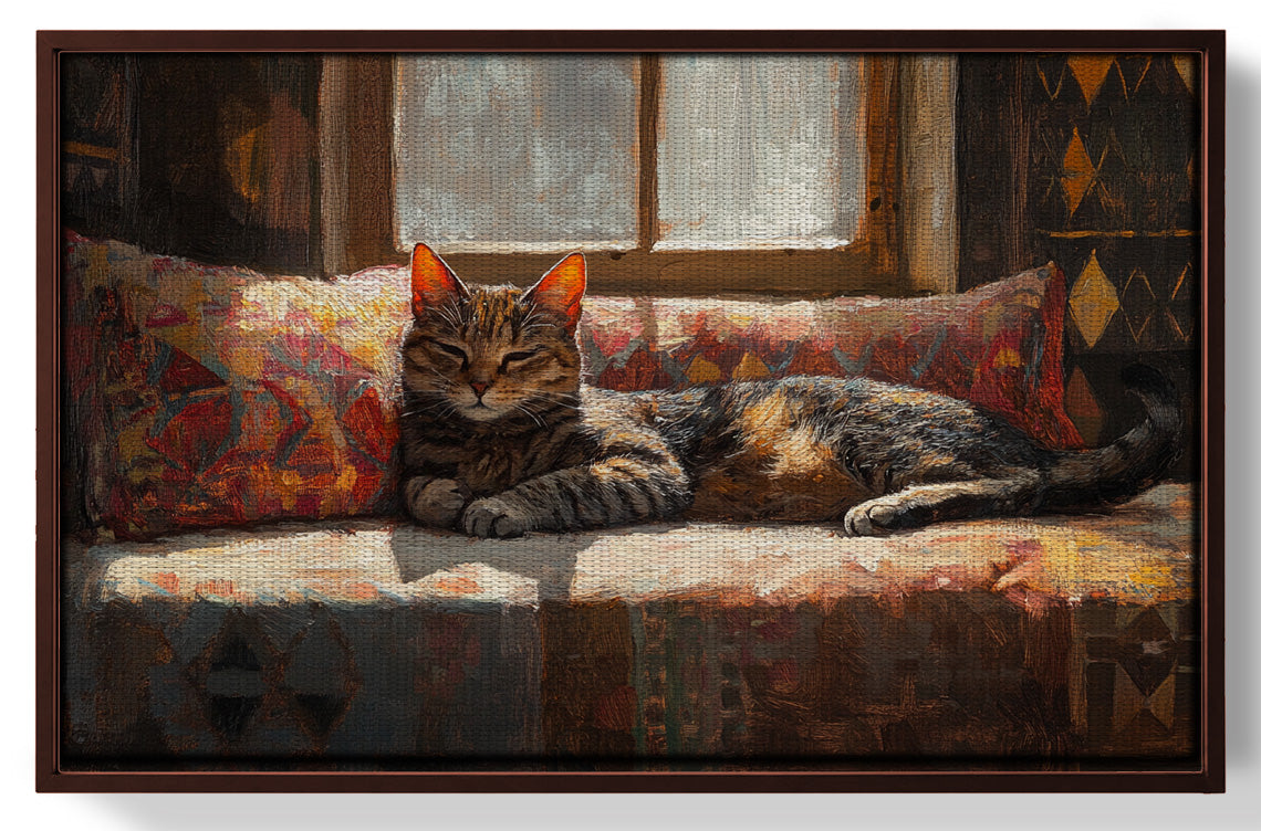 Tabby Cat Cozy Couch African American canvas print view 31
