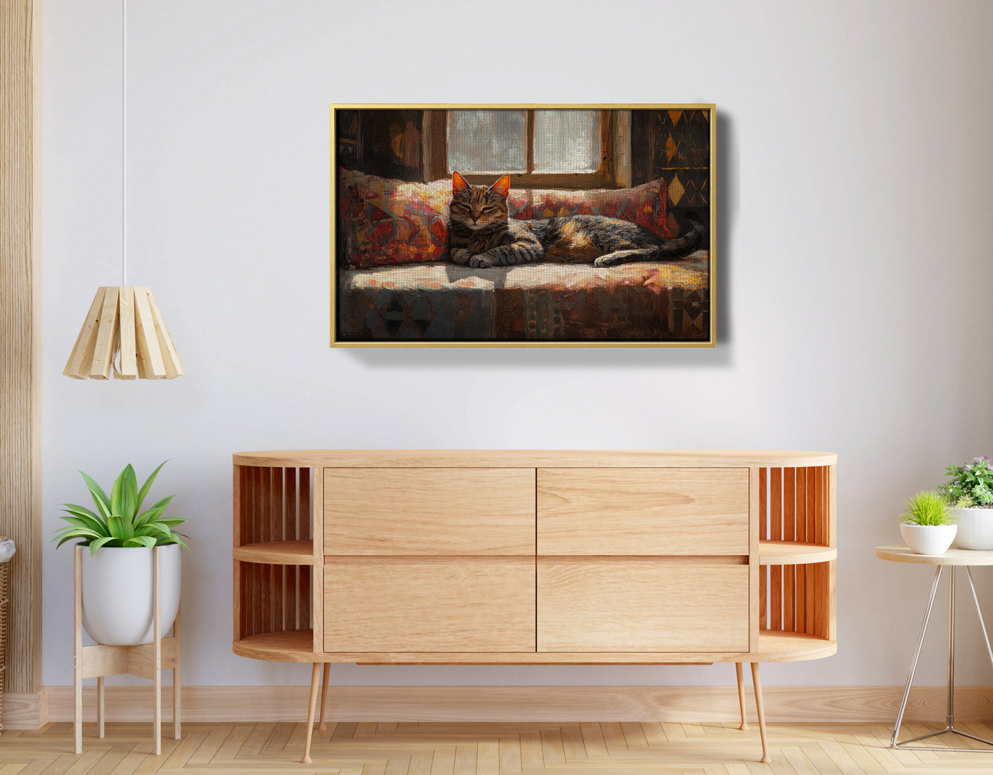 Tabby Cat Cozy Couch African American canvas print view 38