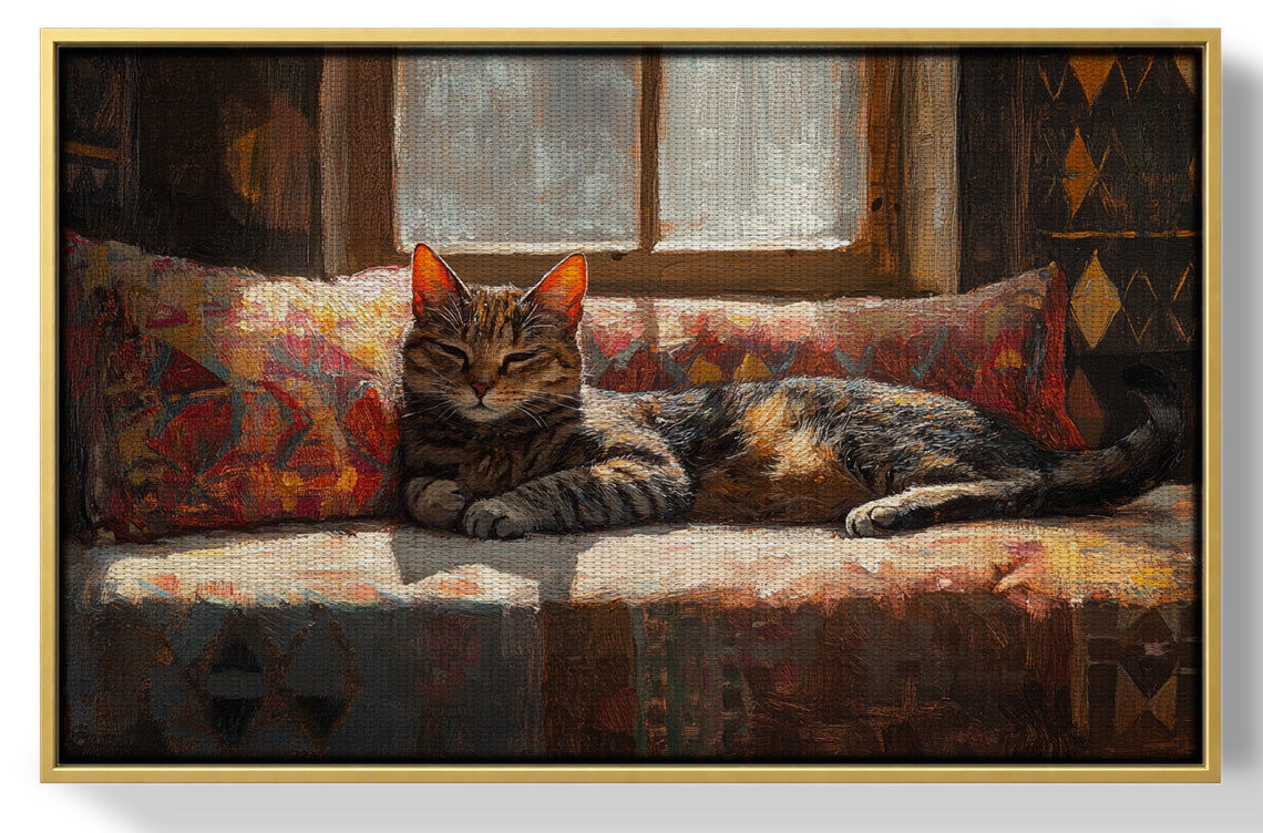 Tabby Cat Cozy Couch African American canvas print view 37