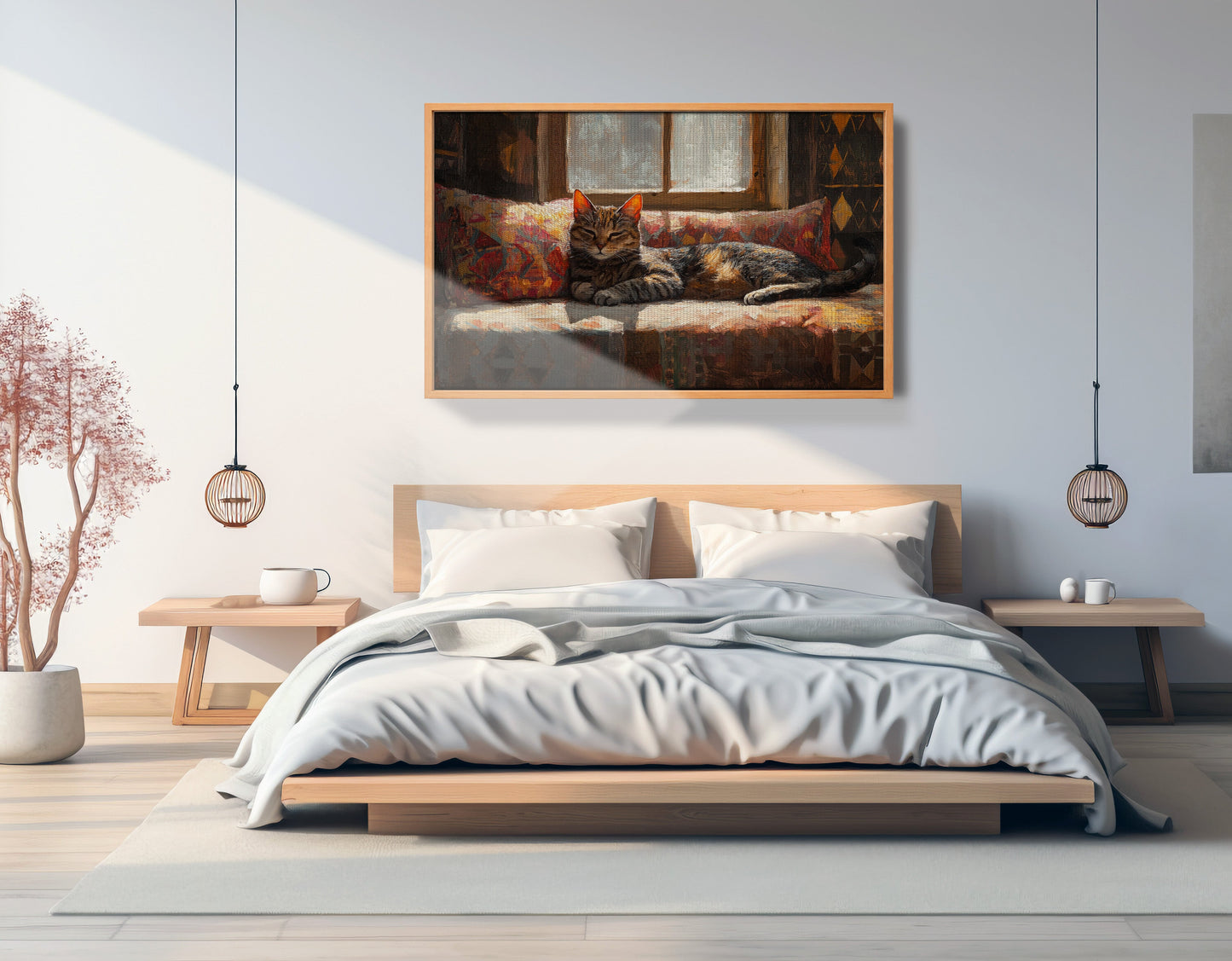 Tabby Cat Cozy Couch African American canvas print view 45