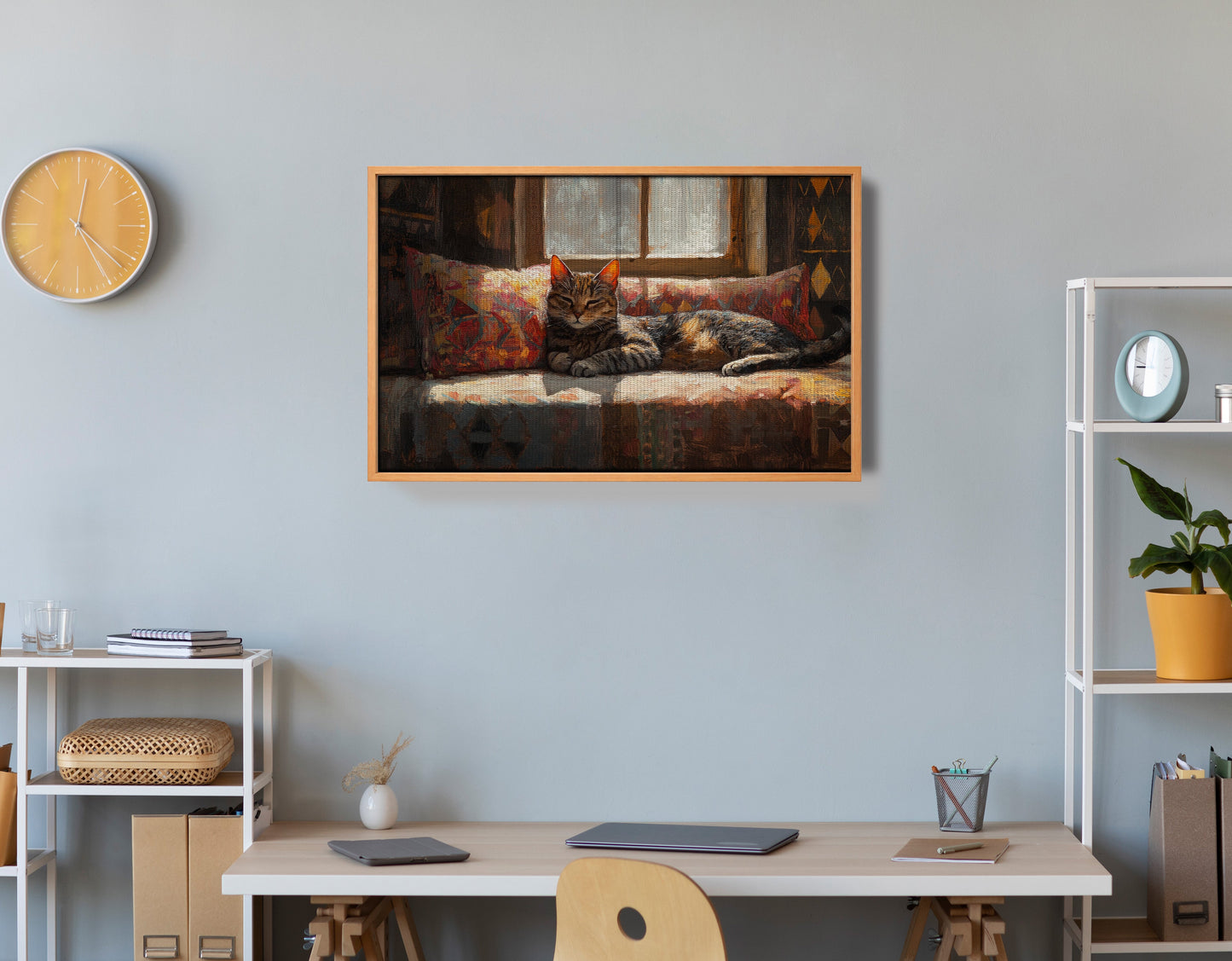 Tabby Cat Cozy Couch African American canvas print view 48