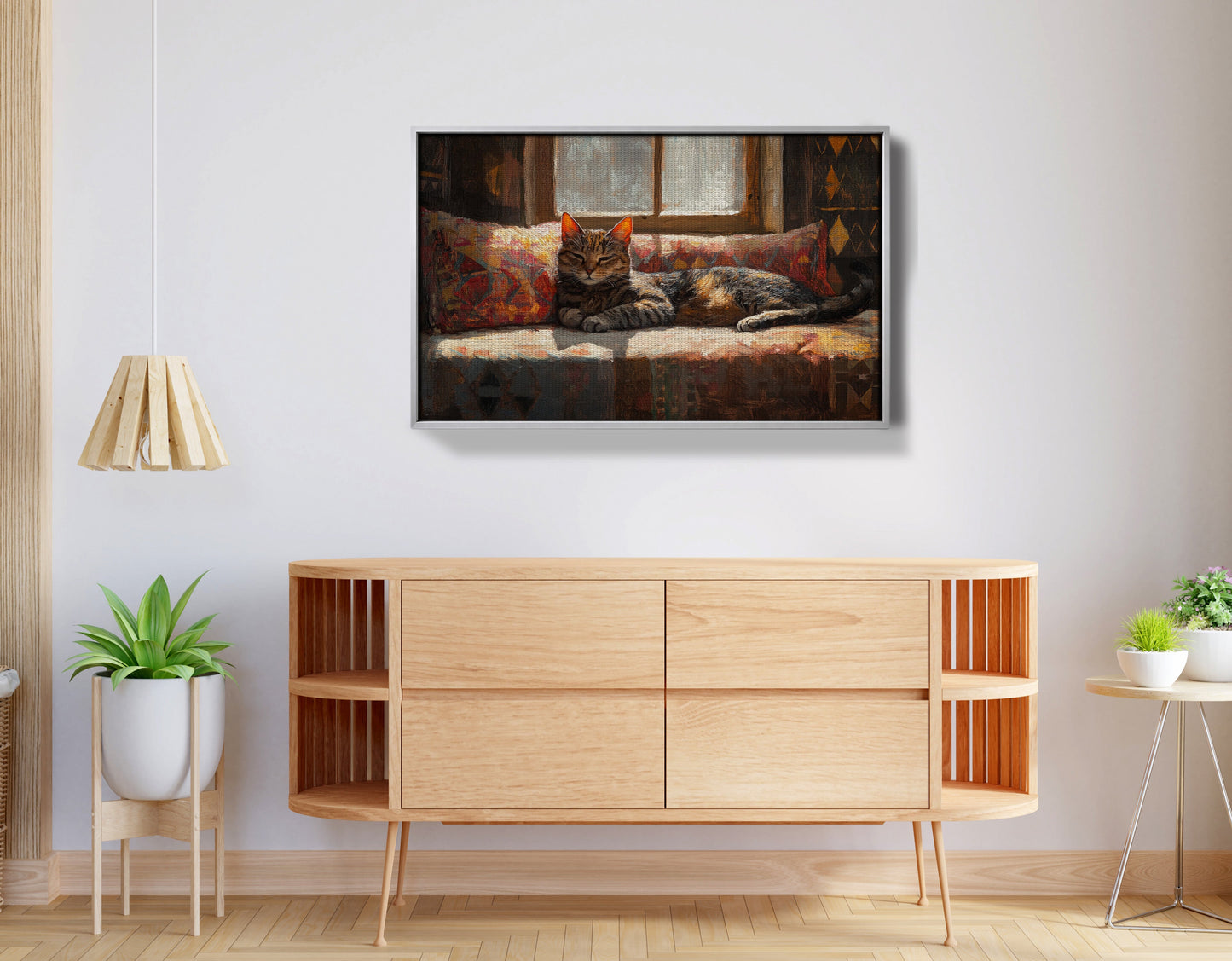 Tabby Cat Cozy Couch African American canvas print view 56