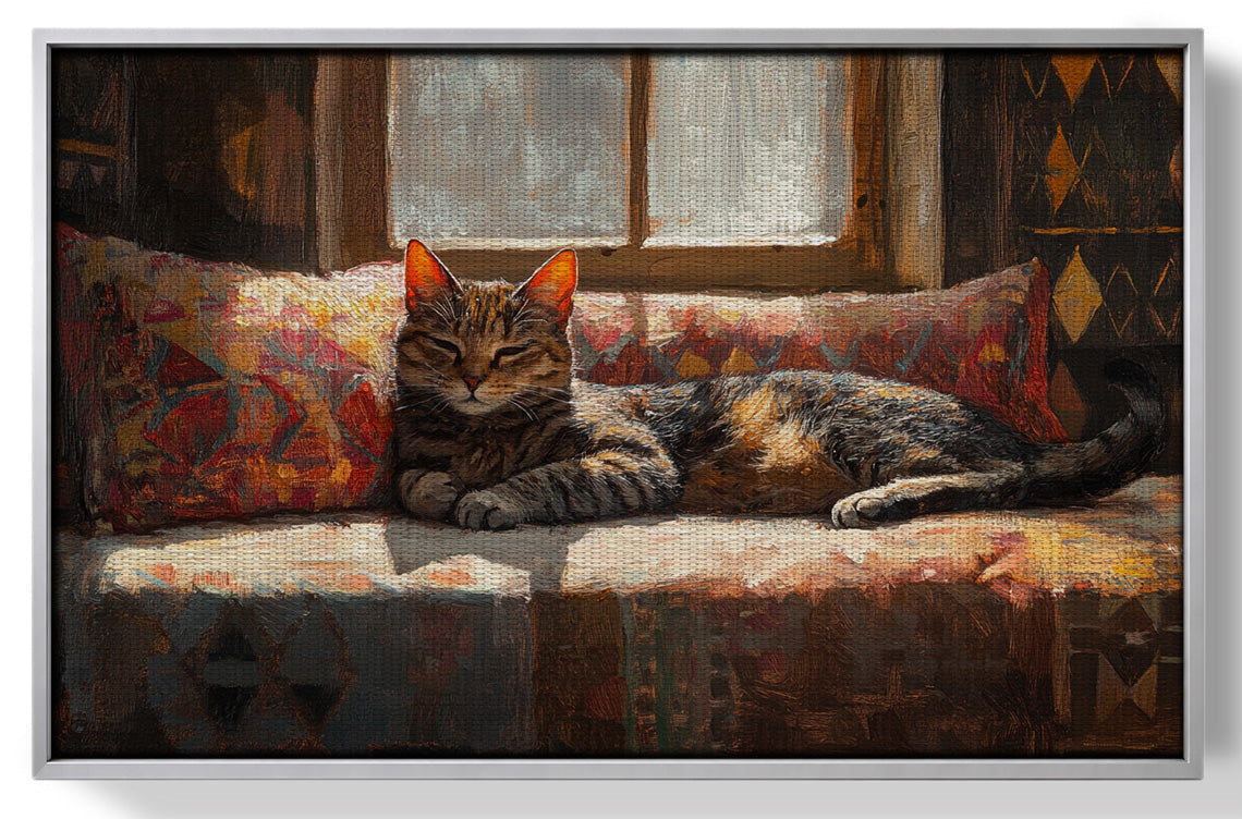 Tabby Cat Cozy Couch African American canvas print view 55